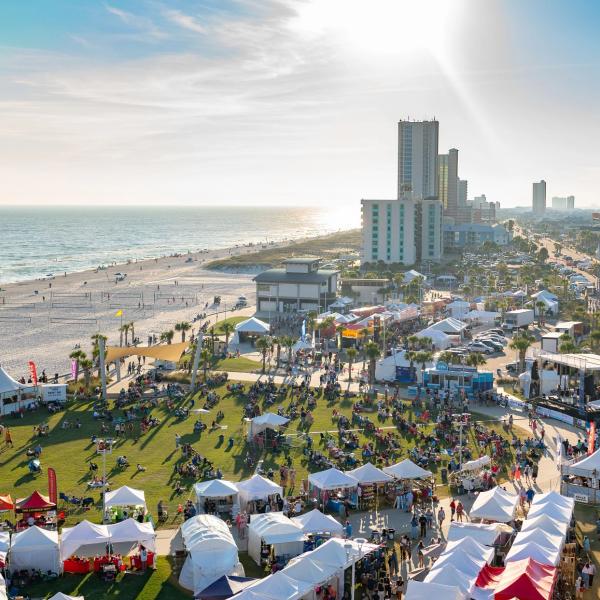 Arial view of Shrimp Festival in Gulf Shores